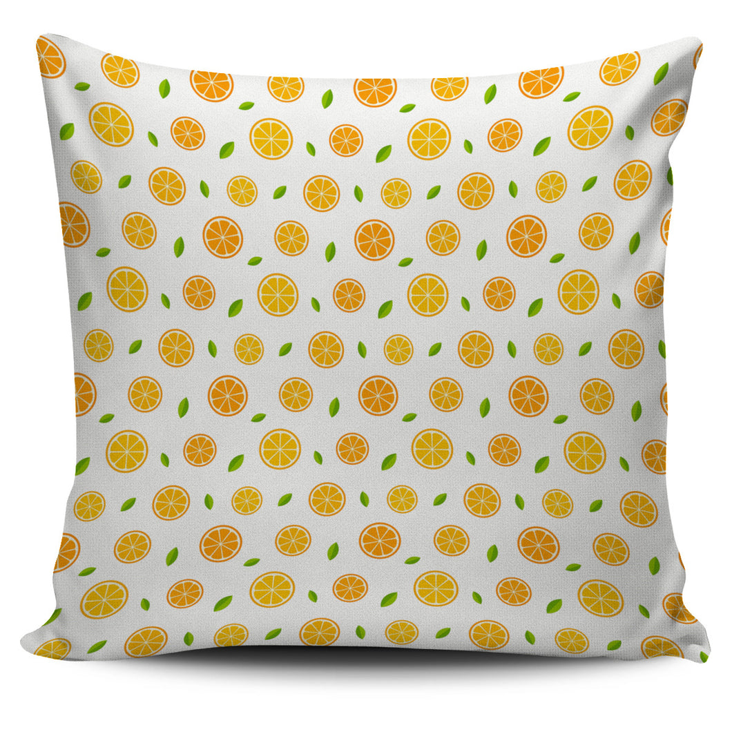 Oranges Leaves Pattern Pillow Cover