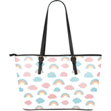 Cute Rainbow Clound Pattern Large Leather Tote Bag