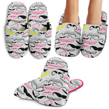 Mustache Beard Pattern Print Design 02 Slippers