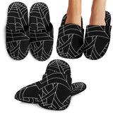 Spider Web Pattern Black Background White Cobweb Slippers