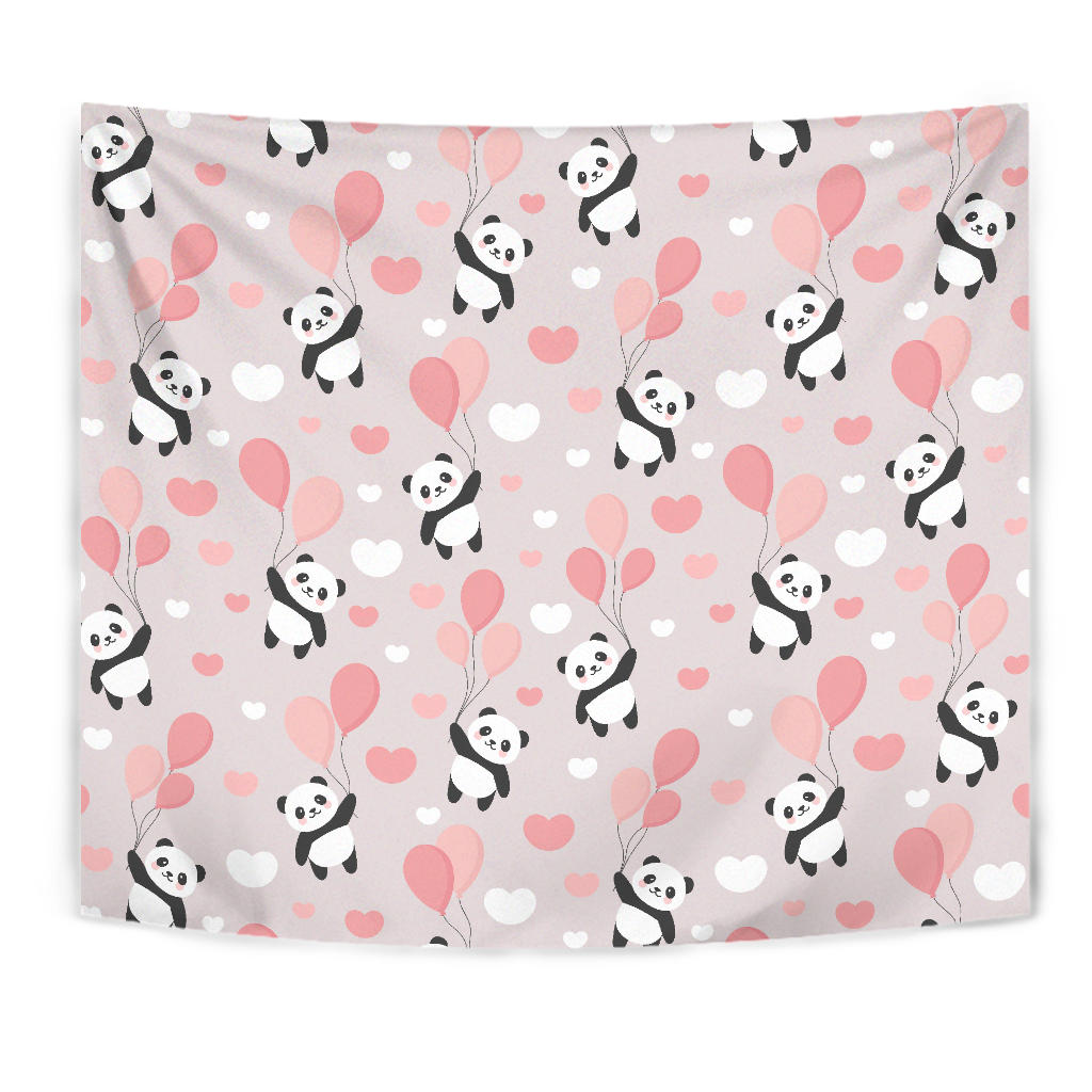 Cute Panda Ballon Heart Pattern Wall Tapestry