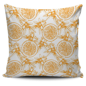 Hand Drawn Orange Fruit Pattern Pillow Cover