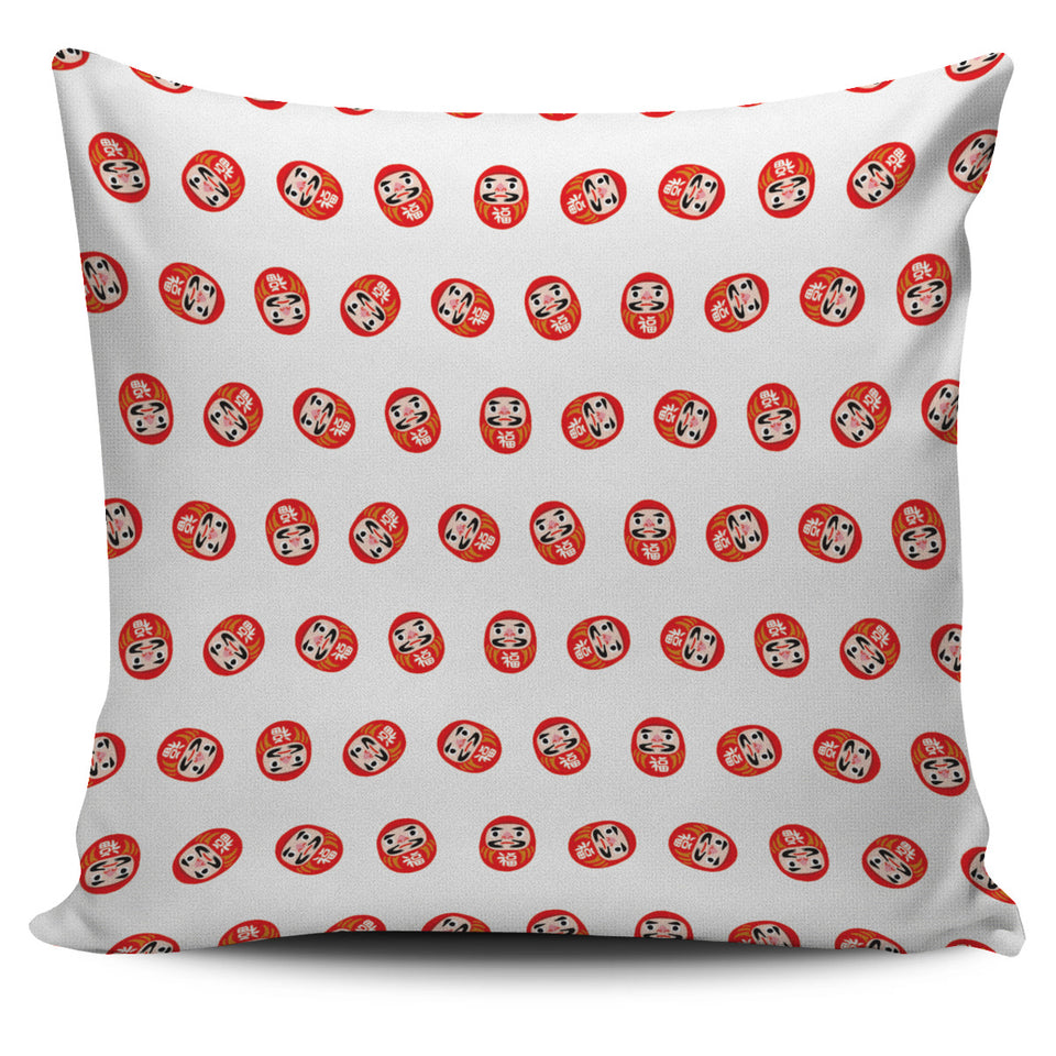 Daruma Japanese Wooden Doll Pattern Pillow Cover