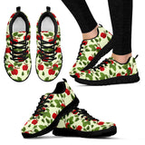 Red Apples Leaves Pattern Women'S Sneaker Shoes