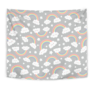 Cute Rainbow Clound Star Pattern Wall Tapestry