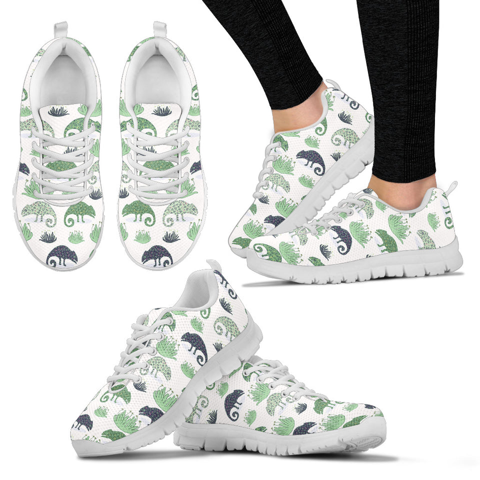 Chameleon Lizard Succulent Plant Pattern Women'S Sneaker Shoes