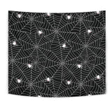 Spider Web Design Pattern Black Background White Cobweb Wall Tapestry