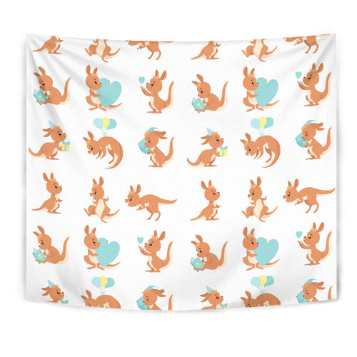 Cute Kangaroo Pattern Wall Tapestry