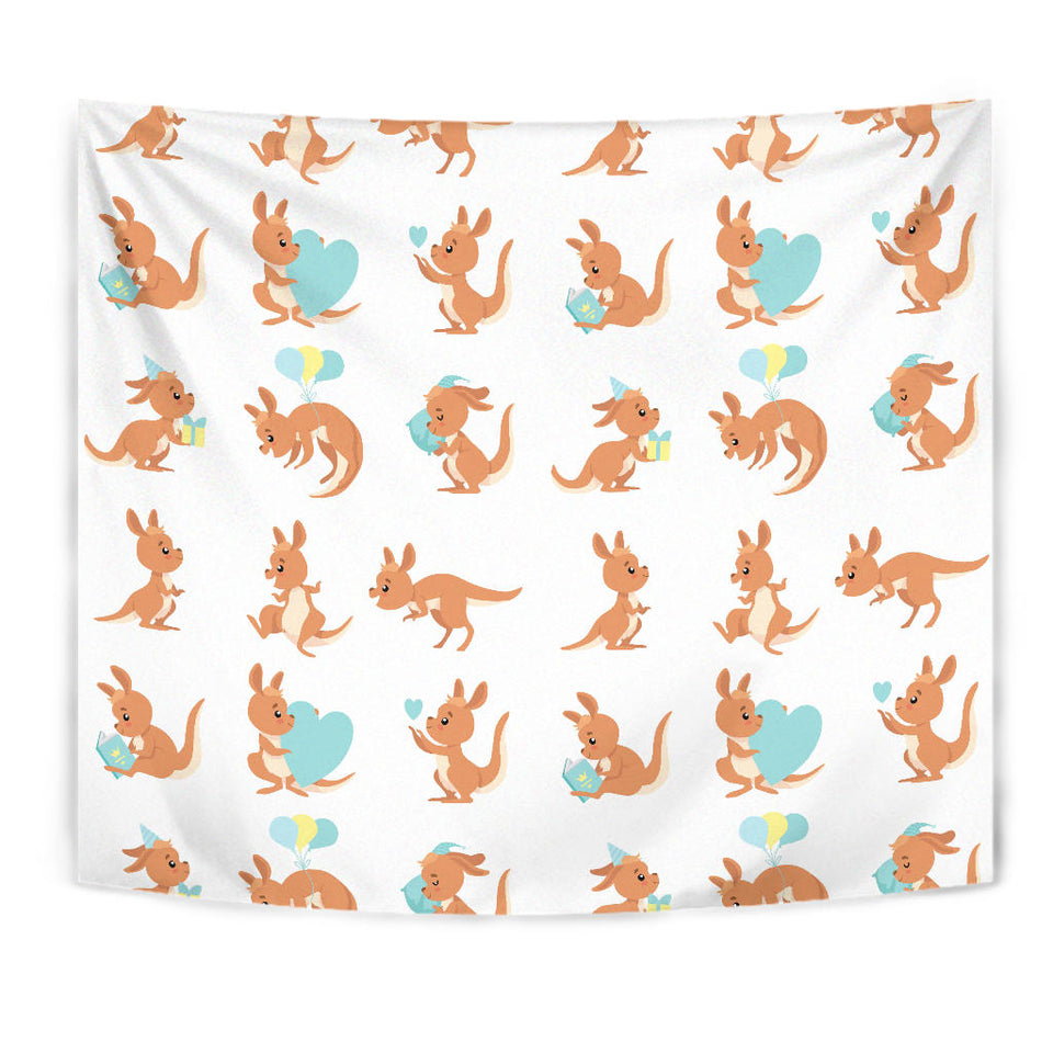 Cute Kangaroo Pattern Wall Tapestry