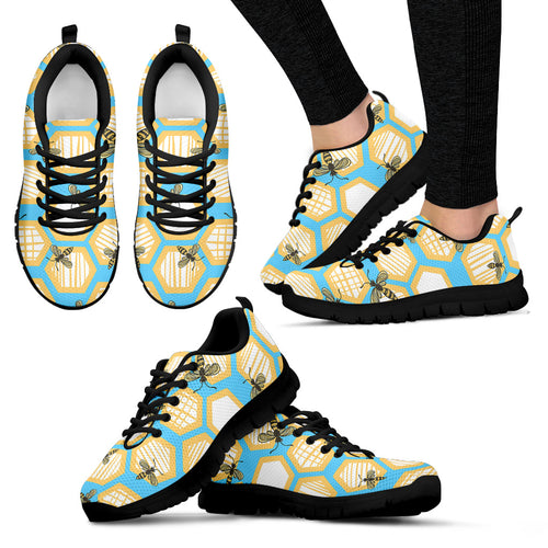 Bee Honeycomb Pattern Women'S Sneaker Shoes