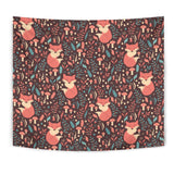 Fox Leaves Mushroom Pattern Wall Tapestry
