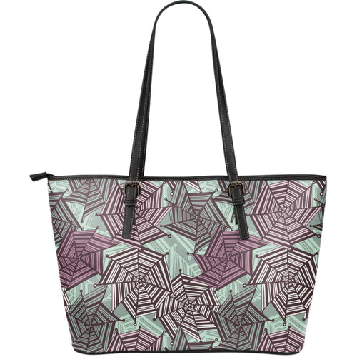 Spider Web Cobweb Design Color Pattern Large Leather Tote Bag