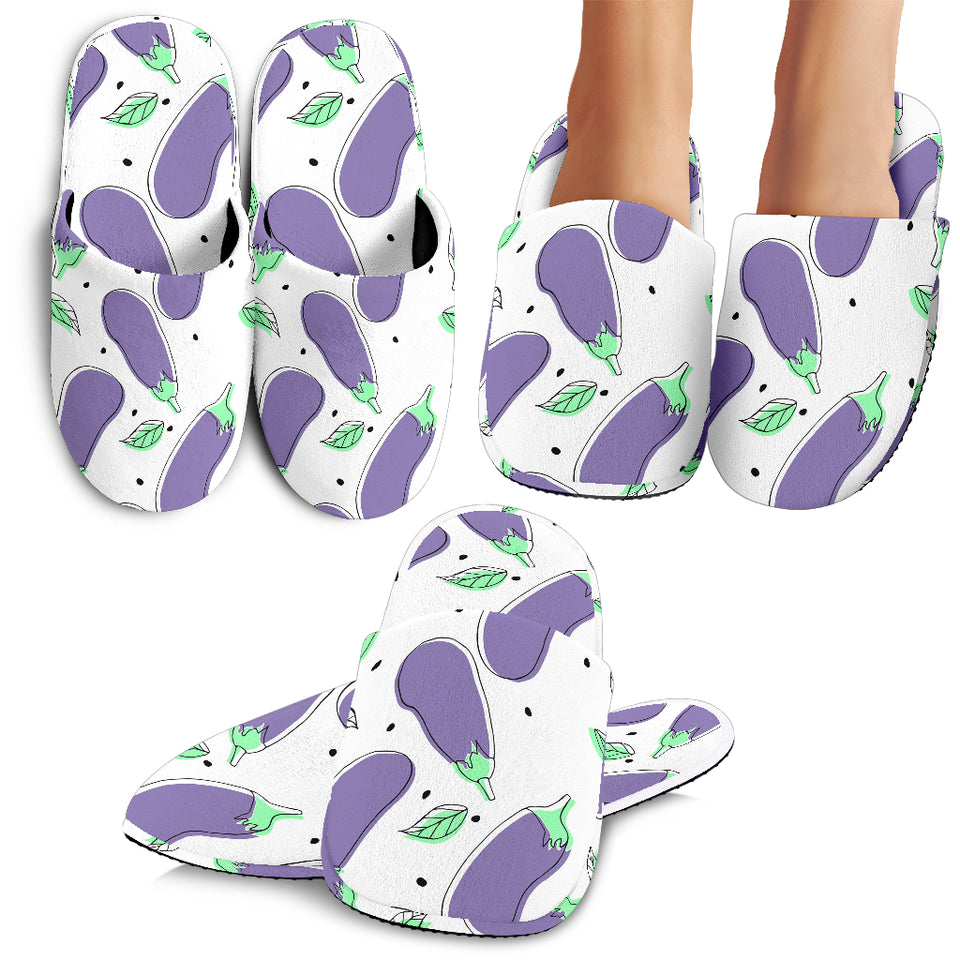 Eggplant Pattern Print Design 05 Slippers