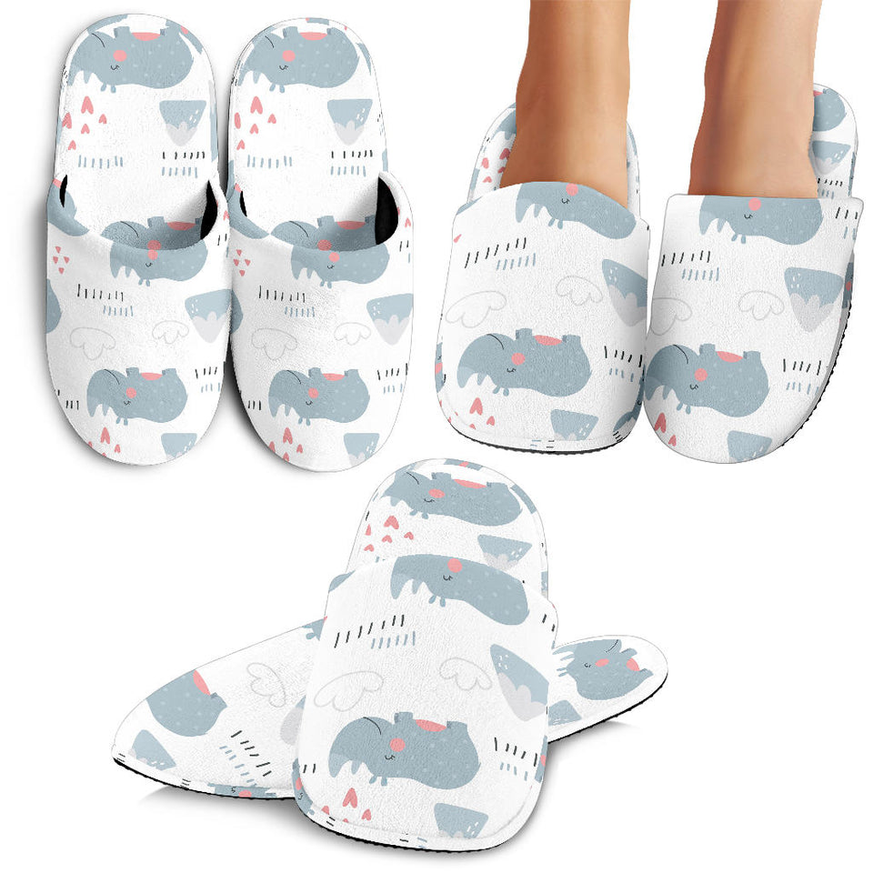 Cute Rhino Heart Pattern Slippers