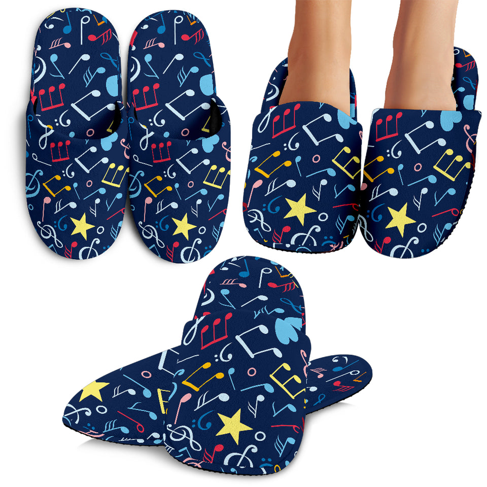 Music Notes Pattern Print Design 03 Slippers