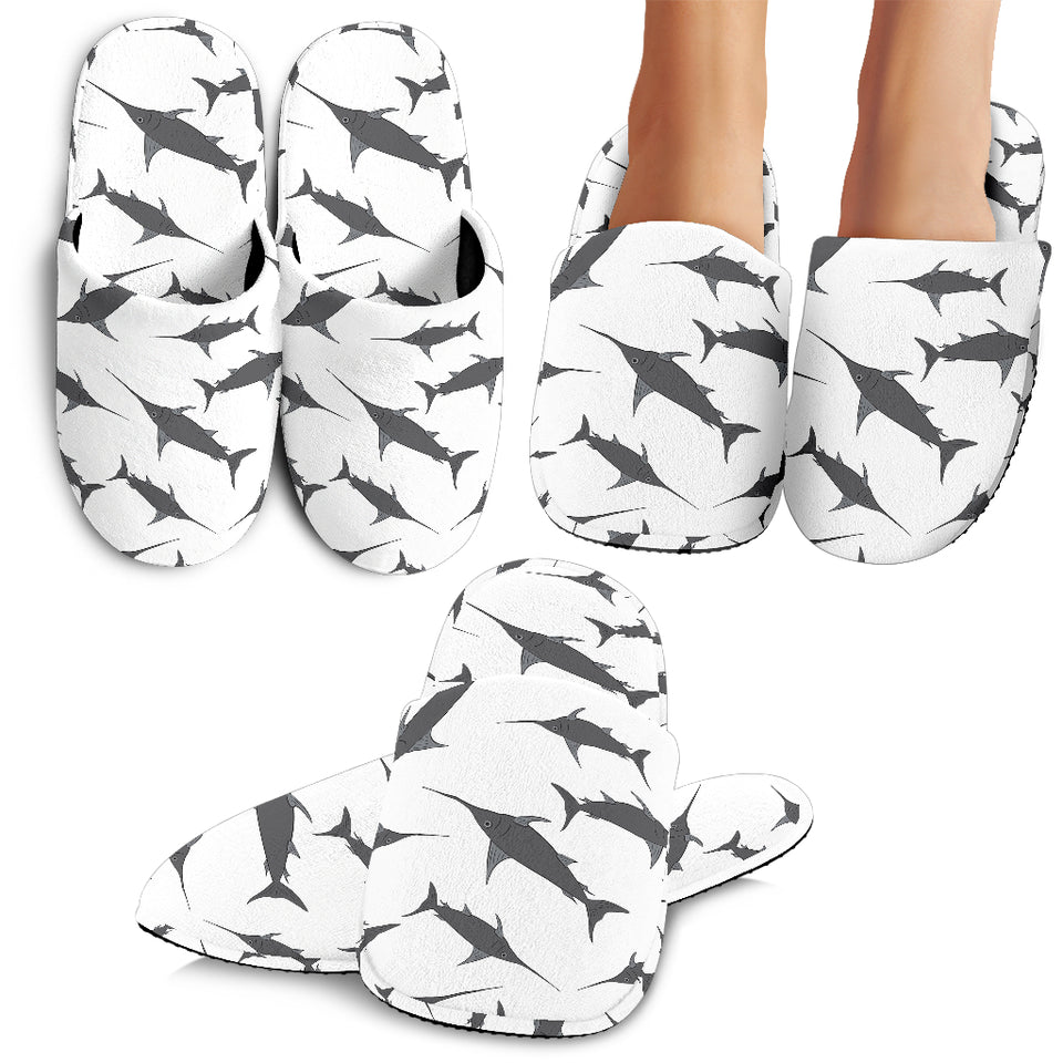 Swordfish Pattern Print Design 04 Slippers