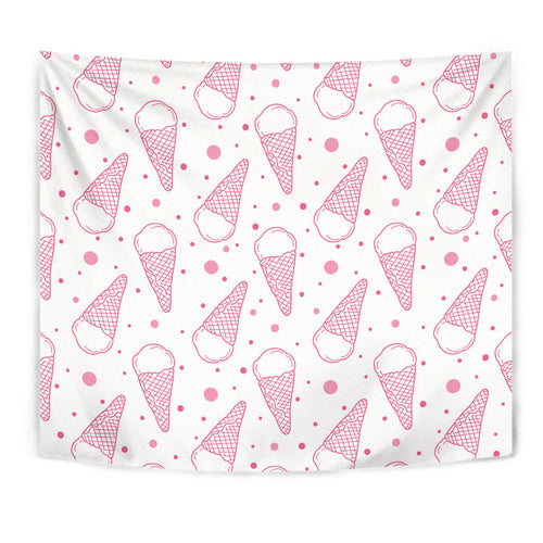 Hand Drawn Ice Cream Pattern Wall Tapestry