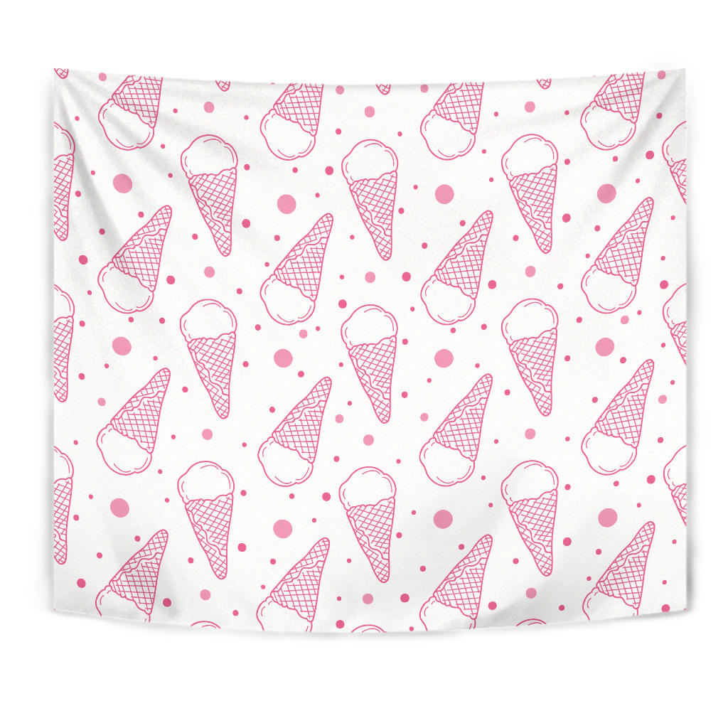 Hand Drawn Ice Cream Pattern Wall Tapestry