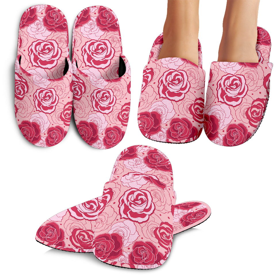 Rose Pattern Print Design 02 Slippers