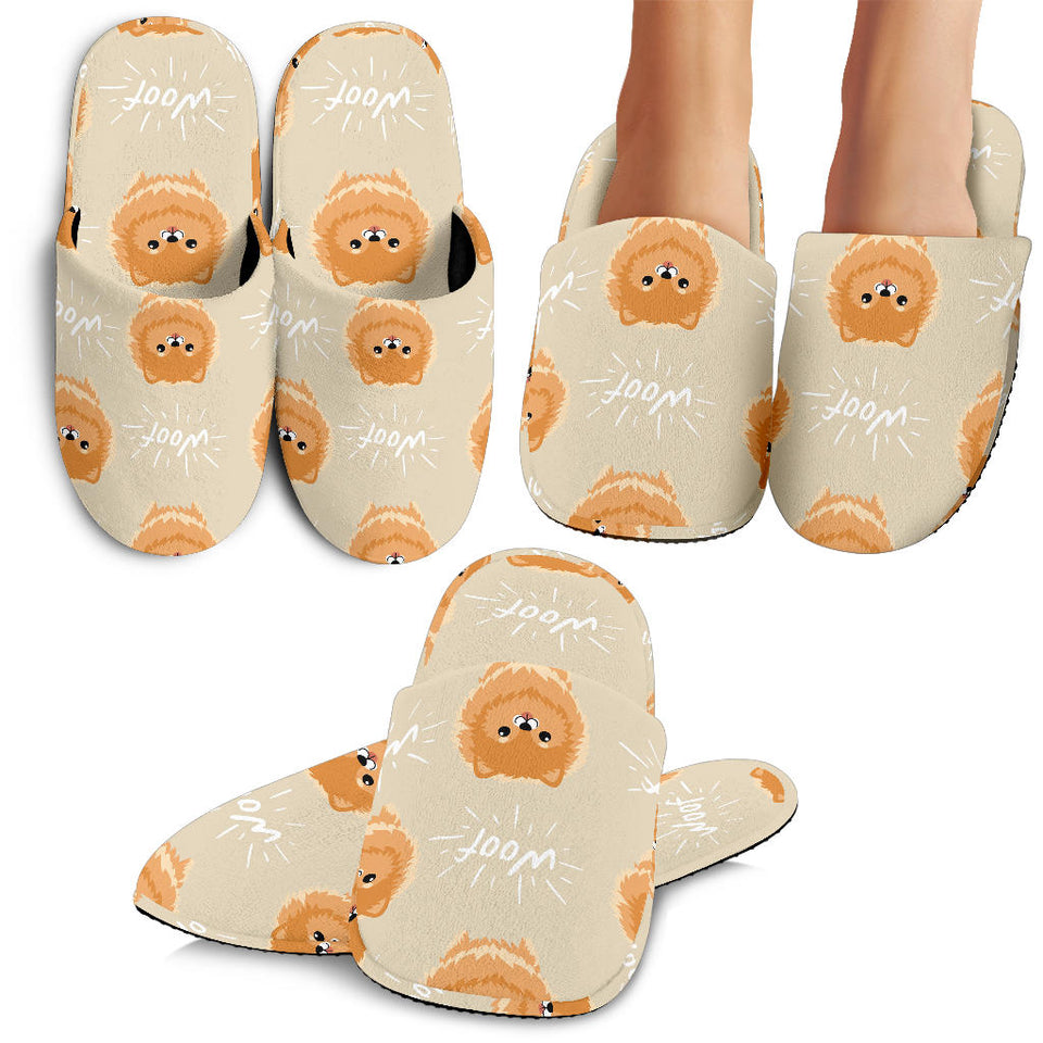 Cute Brown Pomeranian Puppy  Slippers
