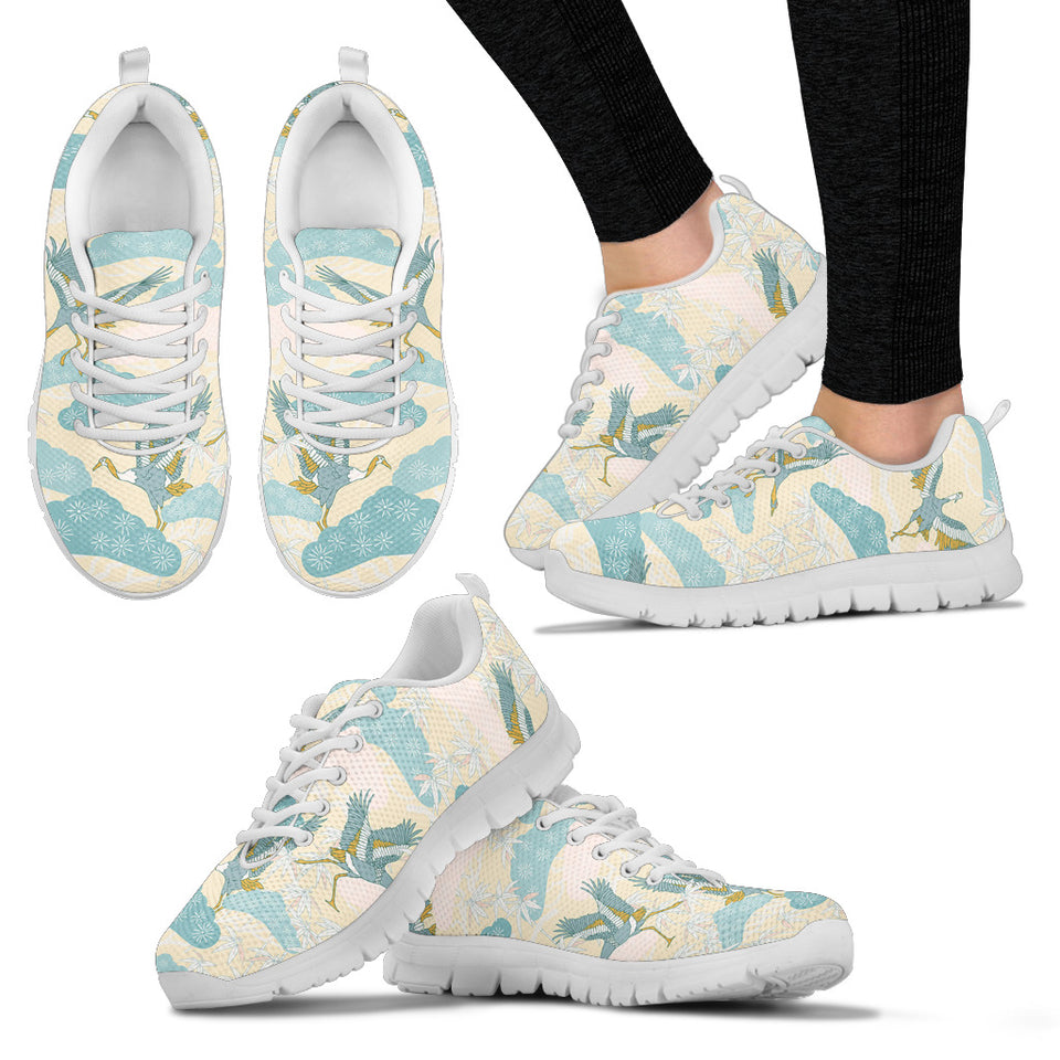 Bonsai Bamboo Stork Japanese Pattern Cream Theme Women'S Sneaker Shoes