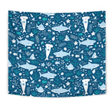 Cute Shark Pattern Wall Tapestry