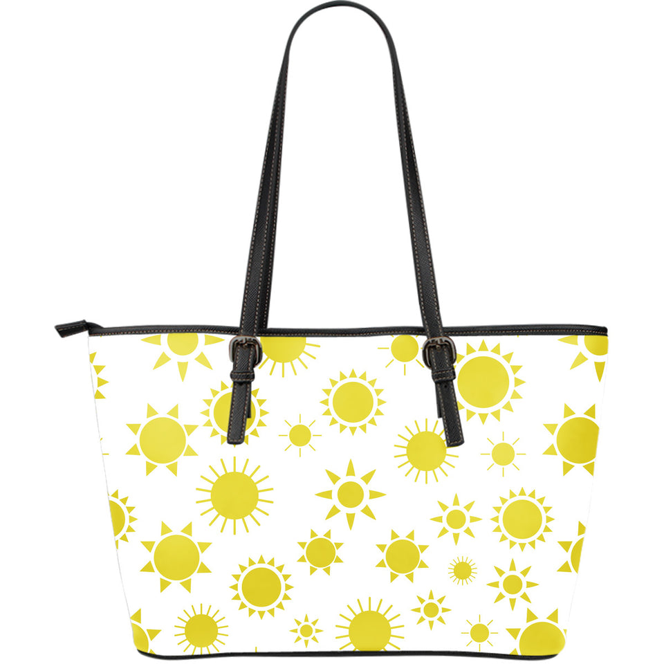 Sun Pattern Large Leather Tote Bag