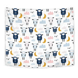Cute Sleeping Sheep Moon Cloud Pattern Wall Tapestry