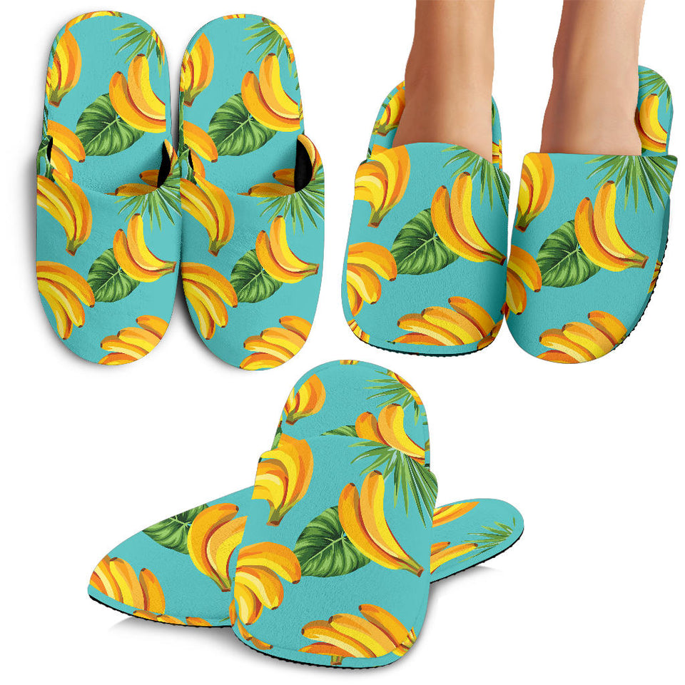 Banana Palm Leaves Pattern Background Slippers