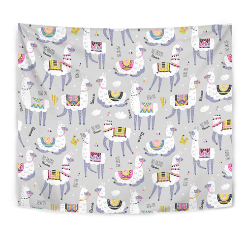 Cute Llama Alpaca Pattern Wall Tapestry