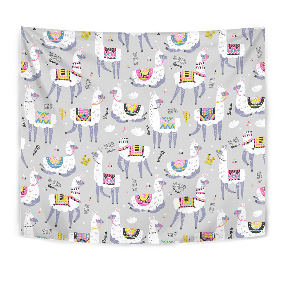 Cute Llama Alpaca Pattern Wall Tapestry