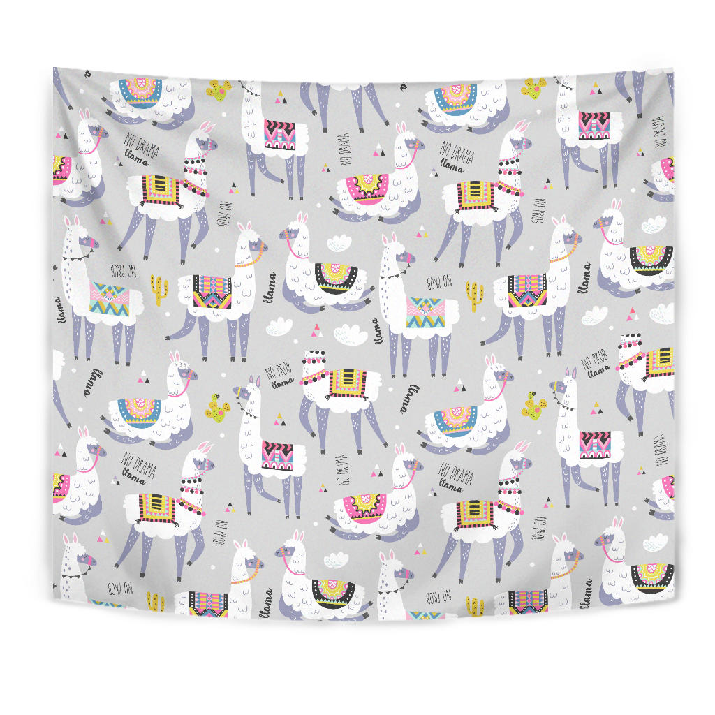 Cute Llama Alpaca Pattern Wall Tapestry