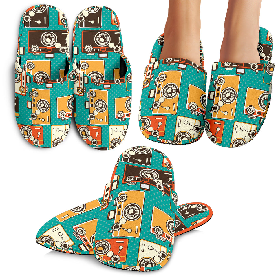 Camera Pattern Print Design 03 Slippers
