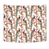 Peacock Tropical Flower Pattern Wall Tapestry
