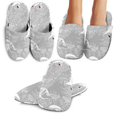 White Swan Gray Background Slippers