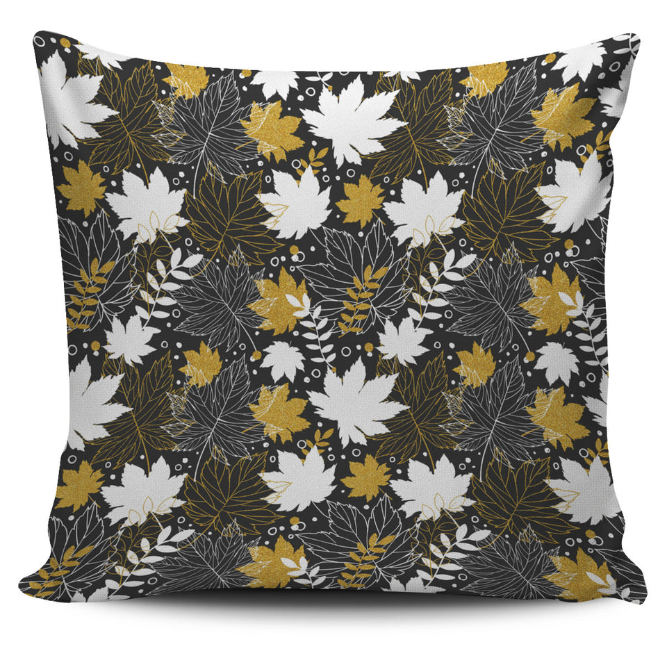 Beautiful Gold Autumn Maple Leaf Pattern Pillow Cover
