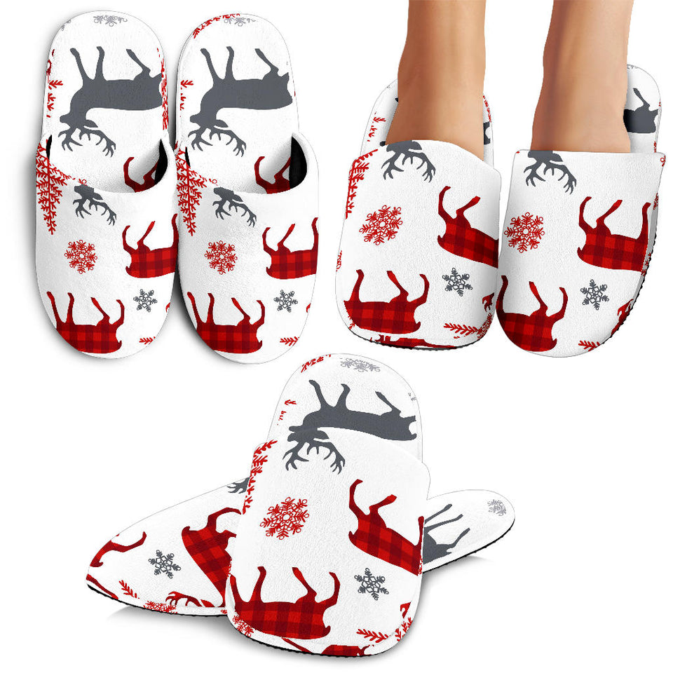 Deer Tree Snowflakes Chrismas Pattern Slippers