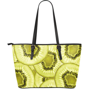 Sliced Kiwi Pattern Large Leather Tote Bag