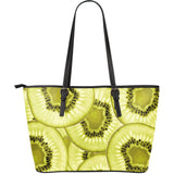 Sliced Kiwi Pattern Large Leather Tote Bag