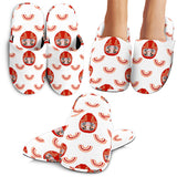 Daruma Japanese Wooden Doll Design Pattern Slippers