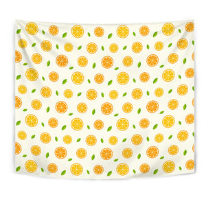 Oranges Leaves Pattern Wall Tapestry