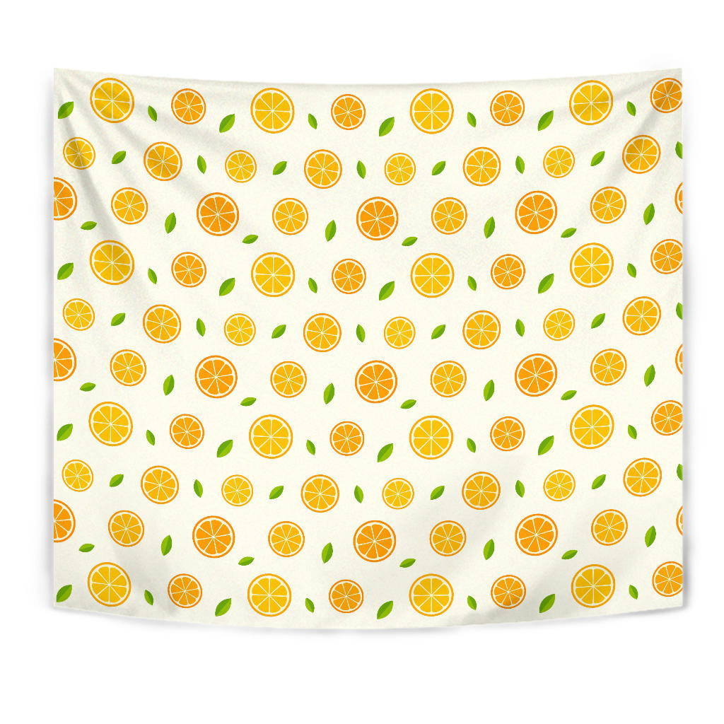 Oranges Leaves Pattern Wall Tapestry