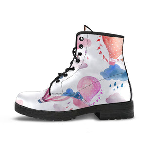 Watercolor Air Balloon Cloud Pattern Leather Boots