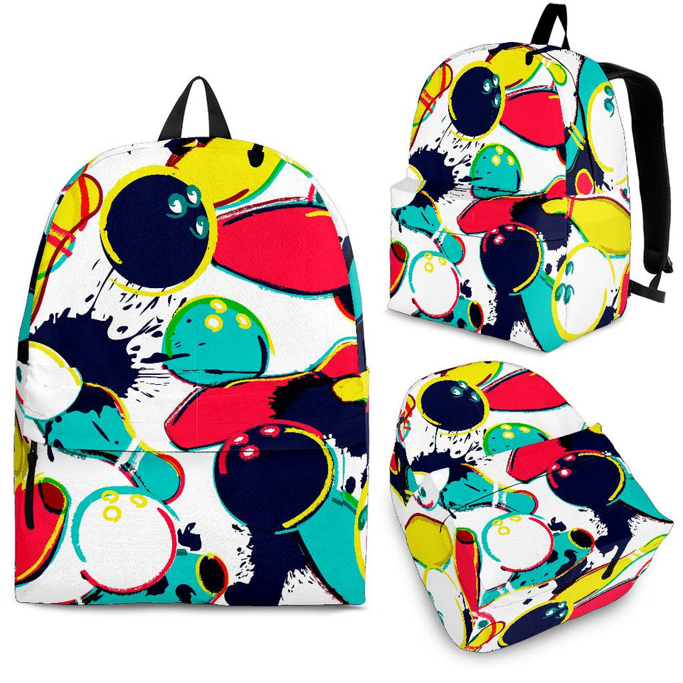 Watercolor Bowling Ball Pins Backpack