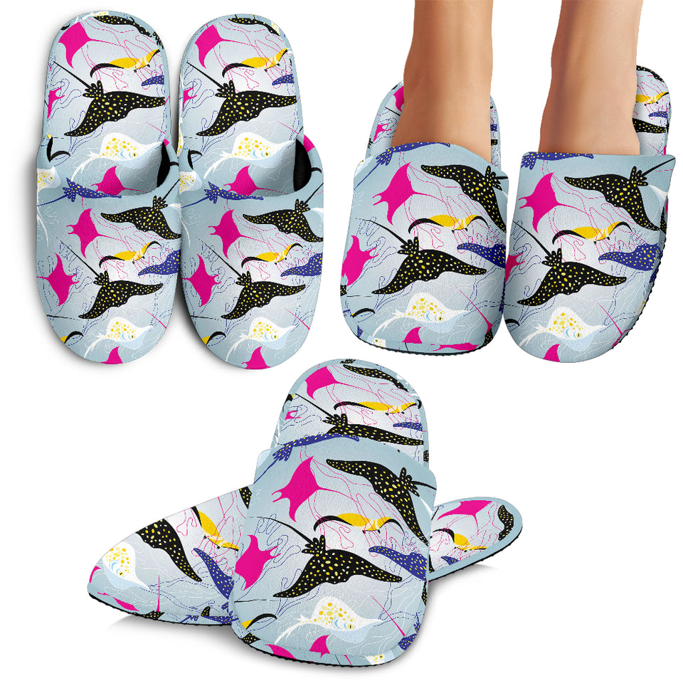 Stingray Pattern Print Design 01 Slippers
