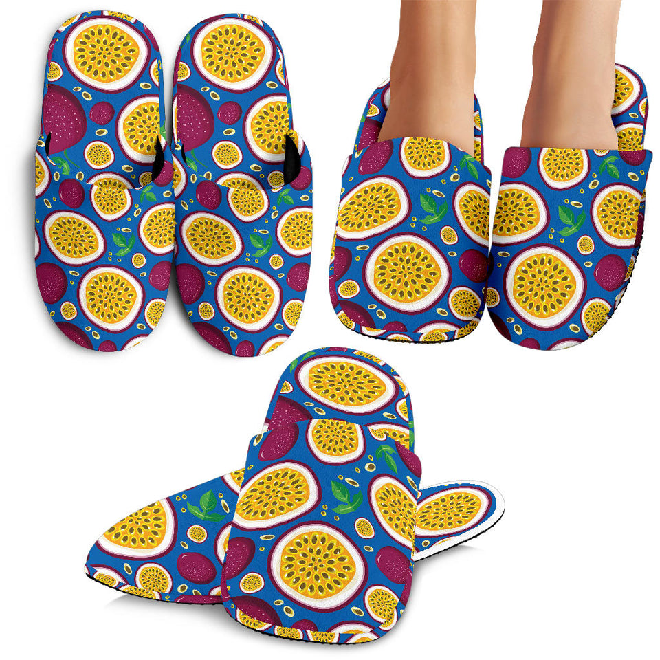 Passion Fruit Blue Background Slippers