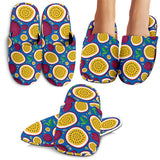 Passion Fruit Blue Background Slippers