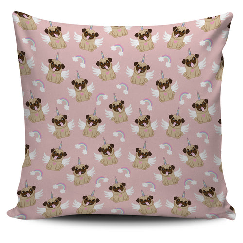 Cute Unicorn Pug Pattern Pillow Cover