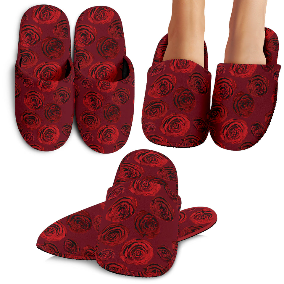 Rose Pattern Print Design 03 Slippers