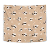 Cute Raccoon Heart Pattern Wall Tapestry